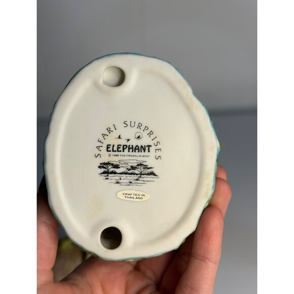 VTG Franklin Mint 1988 Safari Surprises Elephant 3.5" Wildlife Porcelain Ceramic - Picture 6 of 7